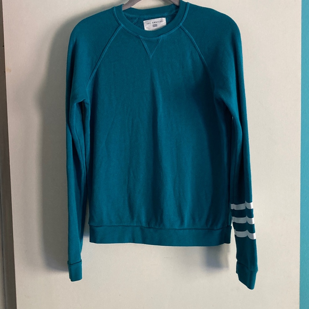Sol Angeles Womens Size XS Teal Crew Neck Sweater Pullover Sweatshirt Top
